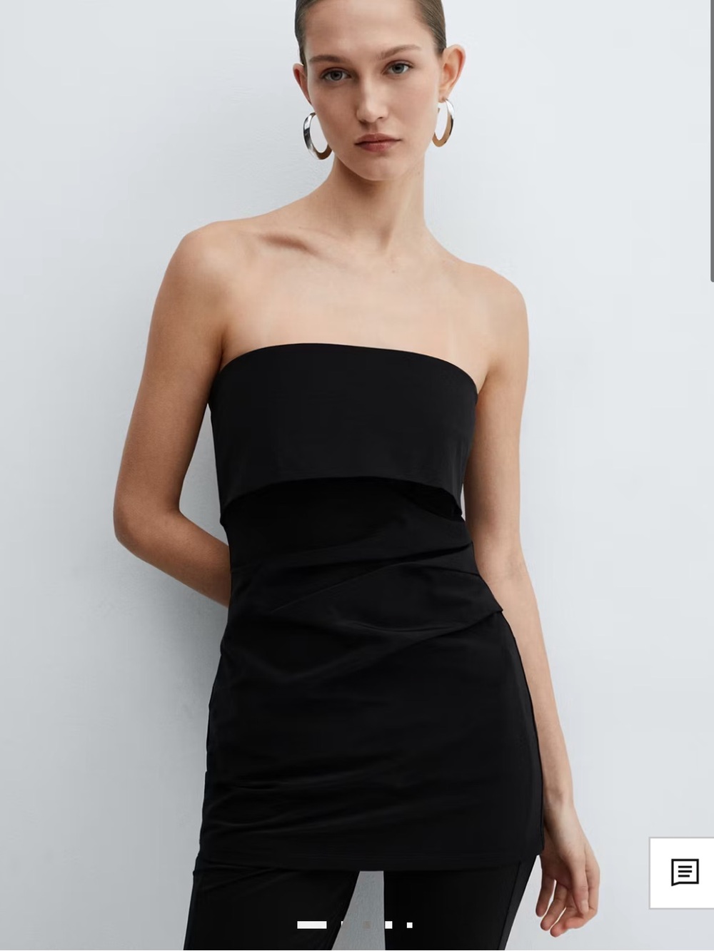 Mango Strapless Black Draped Top